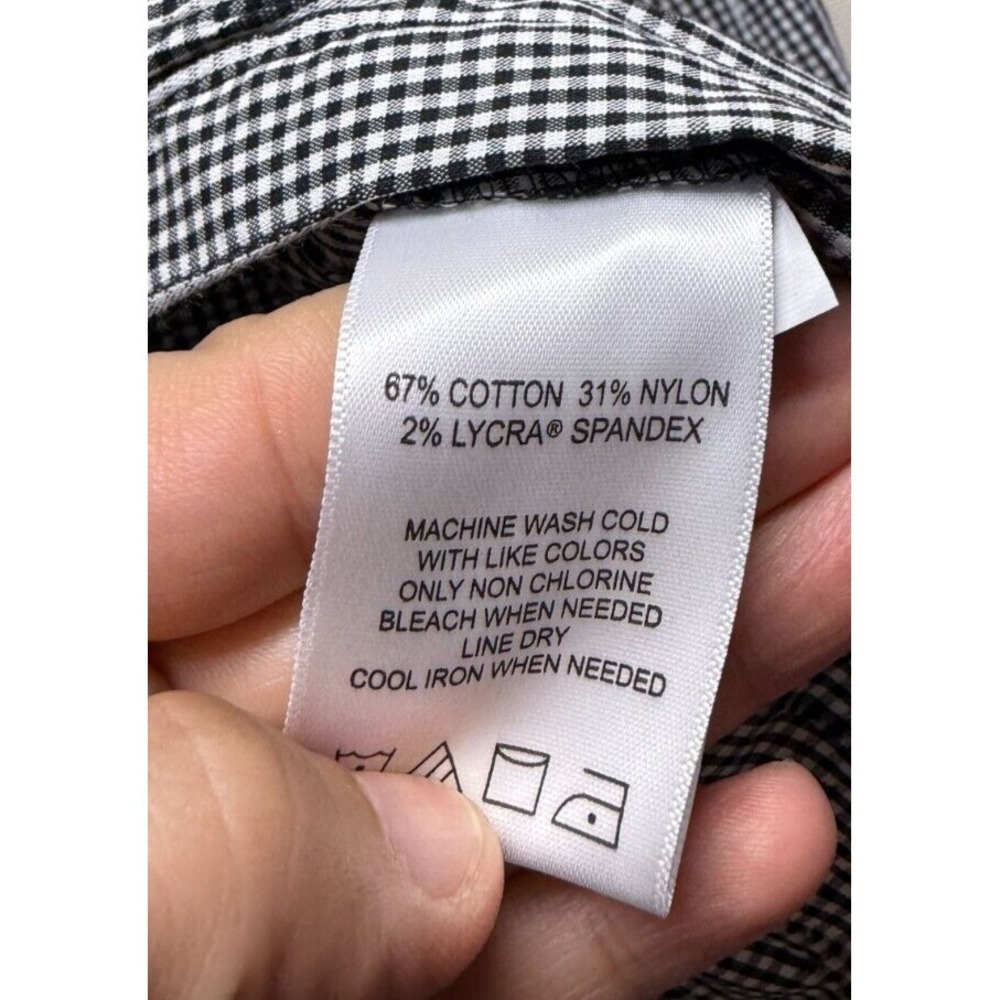 Foxcroft Women Sz 12 Long Sleeve Shirt Fitted Button Up Cotton Black White Check - Picture 5 of 7